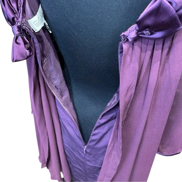 Bellissima Couture Plum Chiffon Bow Back Babydoll Dress Couture Size 12 Fits 6/8 - Picture 4 of 6